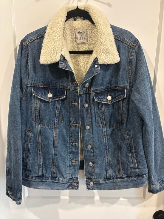 Denim & Company Jackets & Blazers - WOMENS Denim & CO. Sherpa-Lined Denim Jacket medium blue snaps on front SZ 14